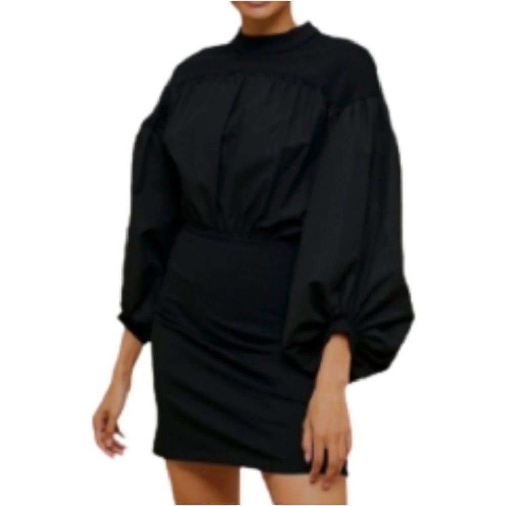 Topshop Poplin Mix Drama Sleeve Dress